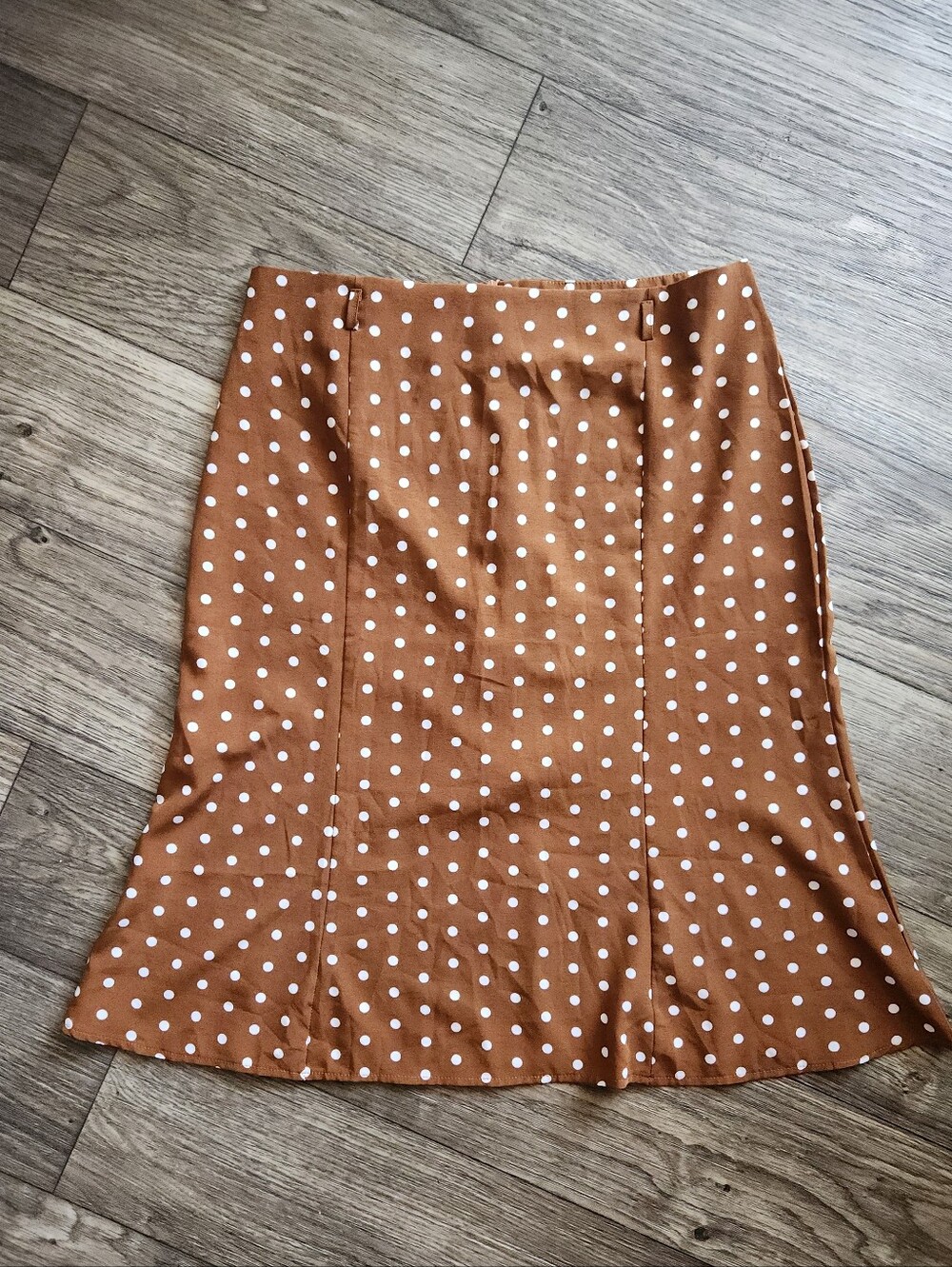 Y2K 90s Whimsigoth Brown Polka Dot Mid Skirt L